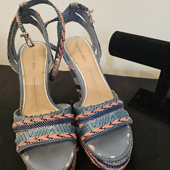 Gianni Bini Blue and Pink Espadrilles with Intricate Straps - Picture 5 of 6